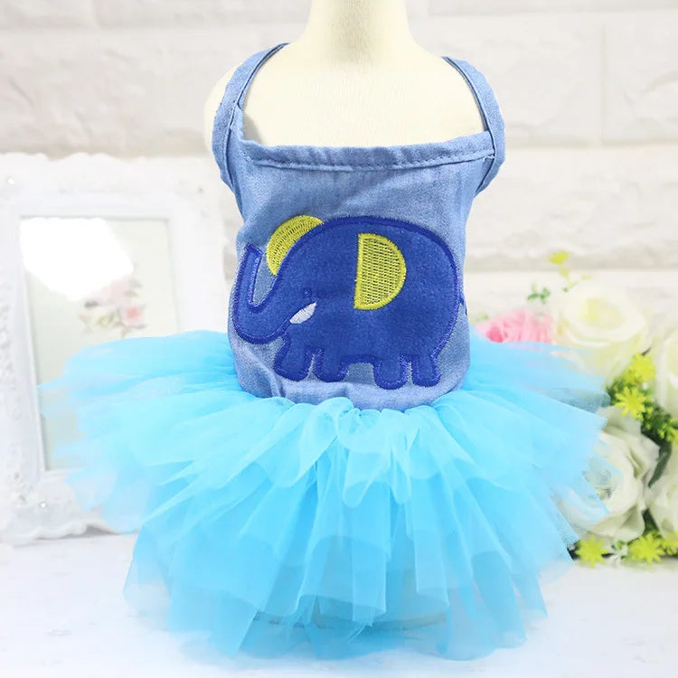 Dog Clothing Cat Clothing Pet Supplies Striped Suspender Mesh Skirt Dress Small and Medium-sized Dog Clothes for Pets