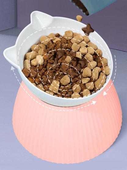 1pc Elevated Cat Bowls with Raised Stand,15 Tilted Cat Design Neck Guard Stand Pet Food Water Feeder Bowl for Cats Or Small Dogs