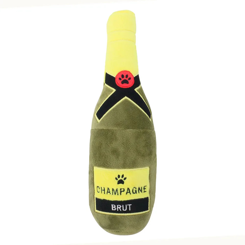 Dog Plush Toy 27 Cm Plush-filled Champagne Bottle Squeaking And Sounding Pet Dog Toy Products Fleece Squeak Toys