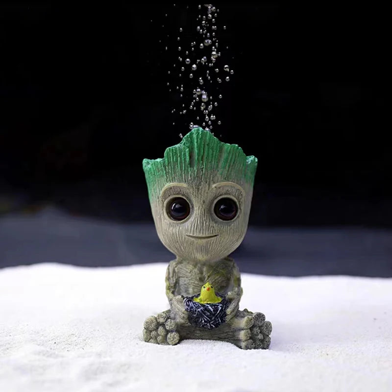 Cute Tree Man Figurine Aquarium Decoration With Air Bubble Driftwood Statue Multifunction  Fish Tank Background Ornament Shelter
