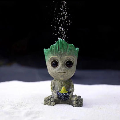 Cute Tree Man Figurine Aquarium Decoration With Air Bubble Driftwood Statue Multifunction  Fish Tank Background Ornament Shelter
