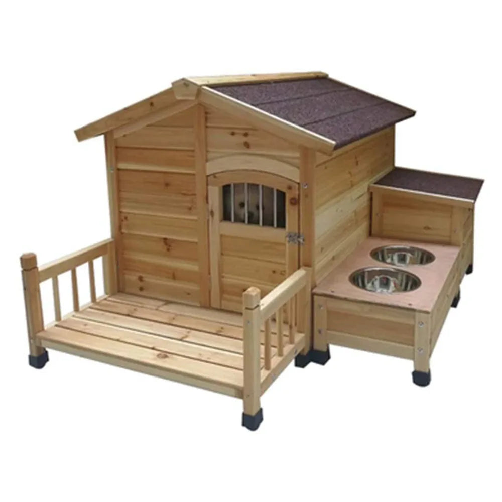Large Outdoor Dog House Pet Supplies  Pet House Cage Wooden with Dog Basin
