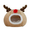 Christmas Winter Cat Cave Bed Dog Tent Christmas Reindeer Tent Washable Removable Cushion for Indoor Small Dogs And Cats