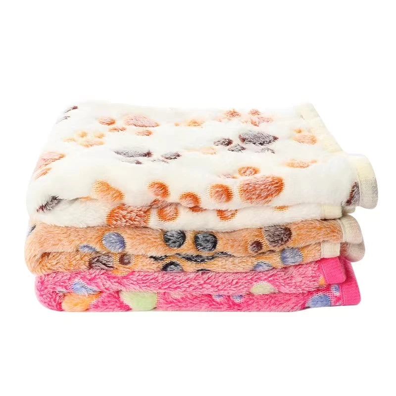 Soft Flannel Fleece Cat Dog Blanket Bed Mats Paw Foot Print Warm Pet Blanket Sleeping Beds Cover Mat For Dogs Cats Pets supplies