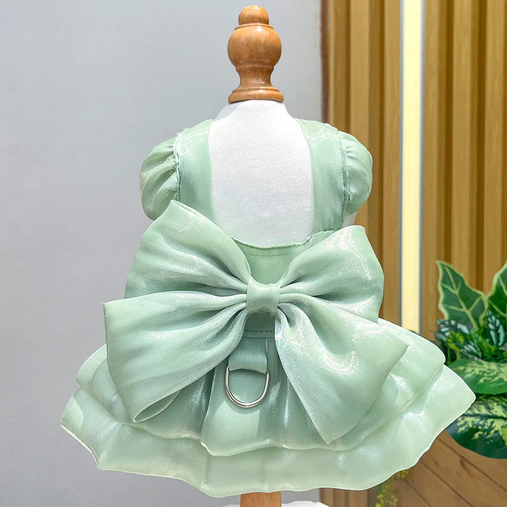 Big Bow Pet Wedding Dress with Buckle Luxury Dog Full Dresses for Small Dogs Pomeranian Poodle Puppy Cat Skirt mascotas Clothes