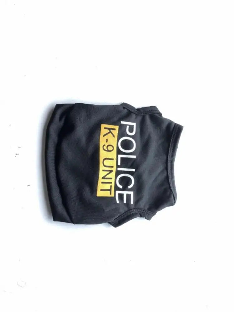 Police Suit Cosplay Dog Clothes Black Elastic Vest Puppy T-Shirt Coat Accessories Apparel Costumes Pet Clothes For Dogs Cats