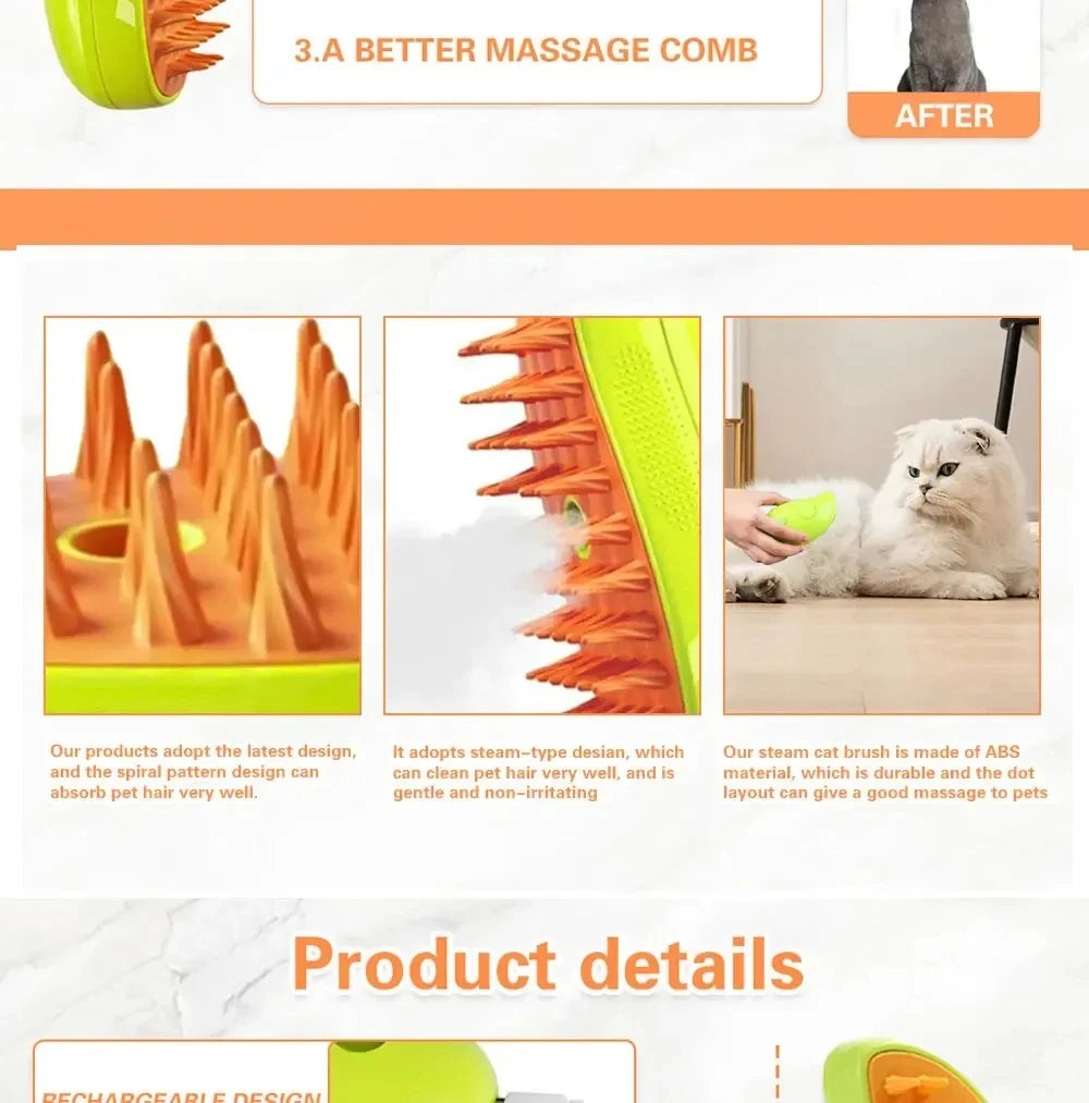 Cat Brush Steamy Dog Brush Electric Spray Cat Hair Brushes Pet Grooming Comb Hair Removal Massage Pet Accessories