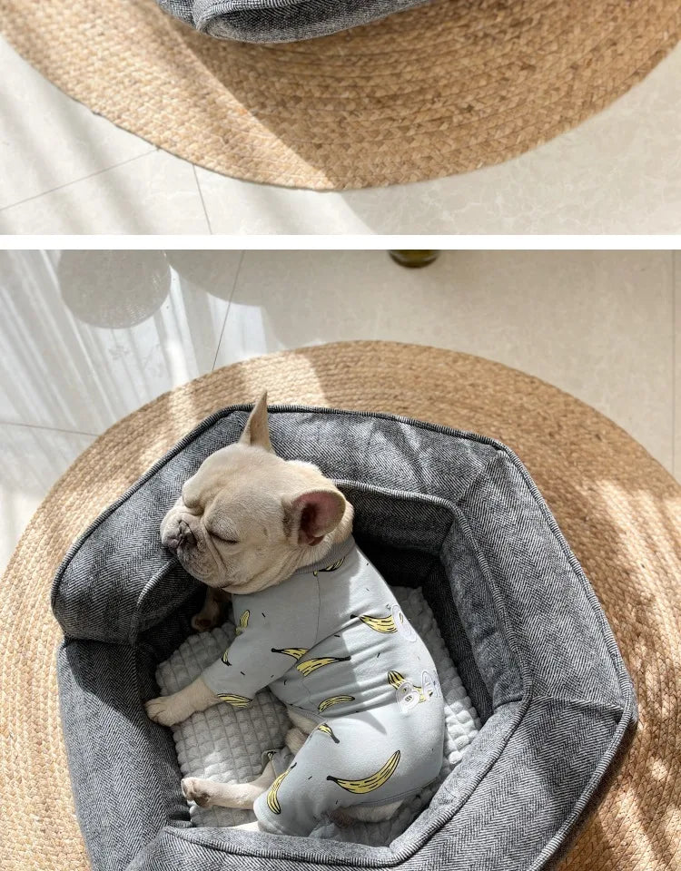 Deep sleep hexagonal dog sofa French fighting kennel dog bed fully removable and washable pet bed thick warm dog cushion