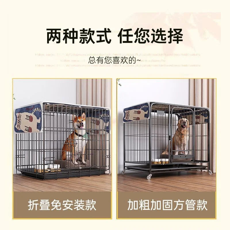 Dog Cage Large Dog Small to Medium Dog Golden Retriever Labrador Corgi Side Ranch with Toilet Separation Indoor Household Nest