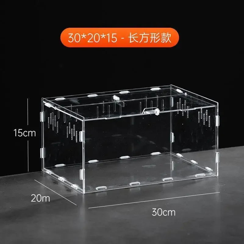 Reptile Acrylic Transparent Terrarium Breeding Box Turtle Cage Nano Arboreal Tarantula Enclosure Dearded Dragon Reptiles Habitat
