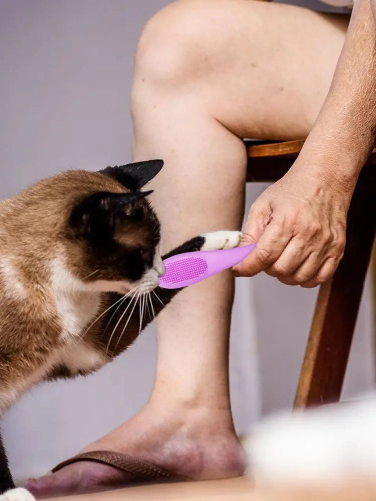 Cat Chin Brush Soft Chin Scrubber Soft Silicone Grooming Chin Scrubber Non-Slip Multifunctional Finger Pet Supplies