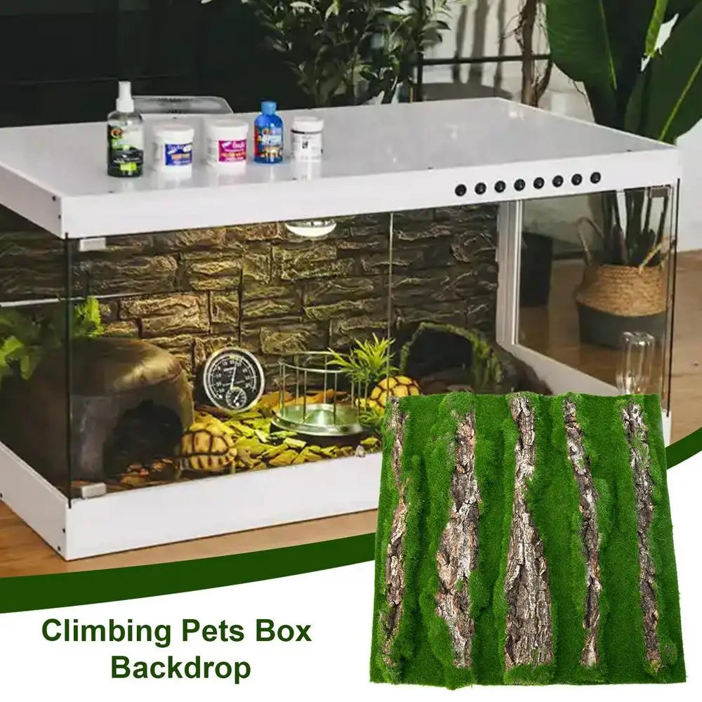 Reptile Cork Terrarium Background Lizard Habitat Decorations Bark Backdrop Reptile Habitat Decor With Artificial Moss for Gecko