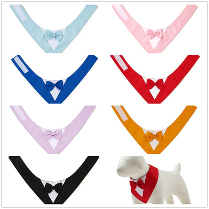 Pet Bow Tie Dog Collar Tuxedo Bandana Adjustable Formal Puppy Triangular Neck Wear for Wedding Birthday Dress-up Cosplay Party