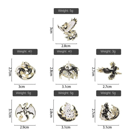 7Pcs Gothic Punk Bird Enamel Pins Custom Animal Cartoon Brooches Jewelry Clothes Accessoris Shirt Collar Lapel Badge Pin for Fri