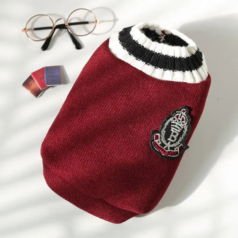 Pet College Style Sweater College Style V-neck Teddy knitted Vest Sweater Winter Warm Chihuahua French Bulldog Yorkie Coat