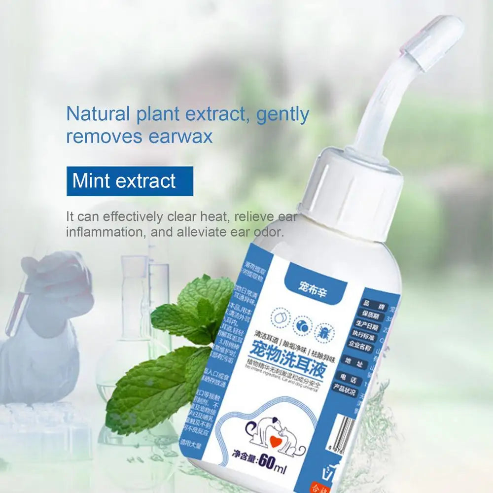 Ear Drops for Cat and Dog 60ml Gentle & Natural Ear Drops Ear Cleaning Liquid Regular Use Helps Avoid Discomfort Dog Ear Cleaner