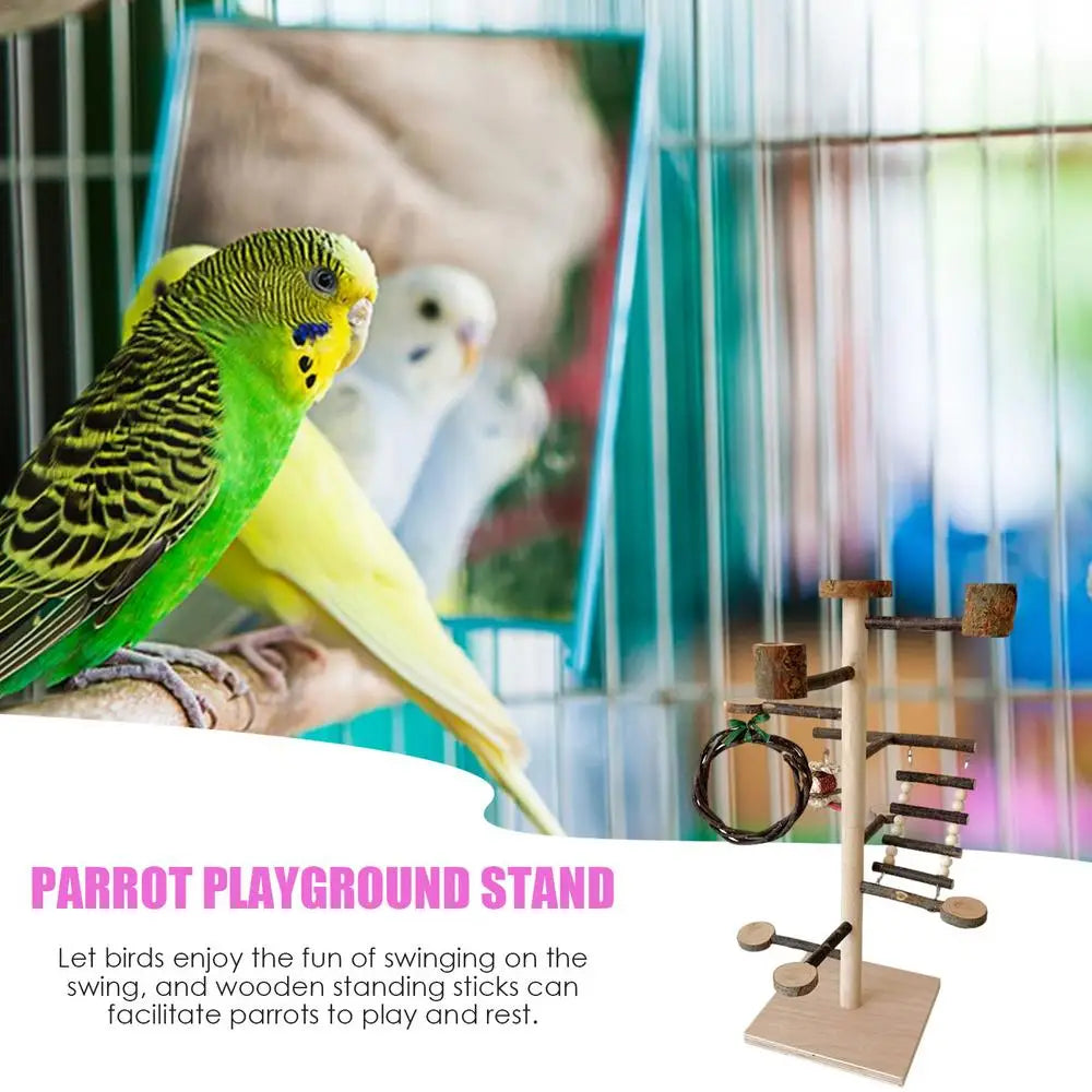 Bird Playground Parrot Play Stand Sturdy Wood Playstand For Parrots Bird Playground Training Wood Stand Perch For Cockatiel