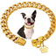 Heavy Duty Dog Chain Collar with Dog Paw Pendant 15MM Wide Stainless Steel Metal Cuban Link Chain Collar for Small Medium Dogs