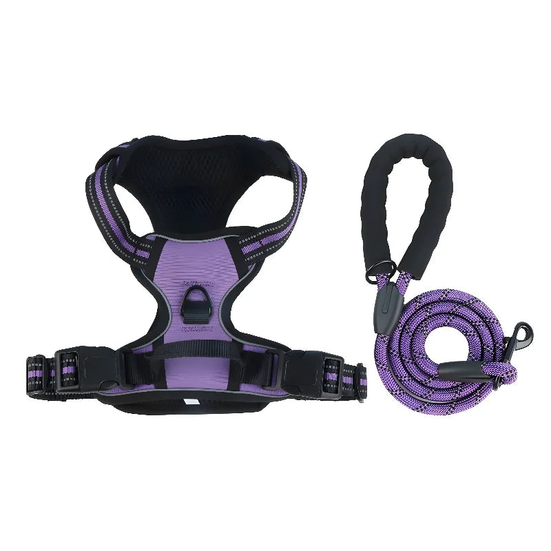 Pet dog chest back anti impact reflective vest style chest back large medium cat dog chest back traction rope set dog harness