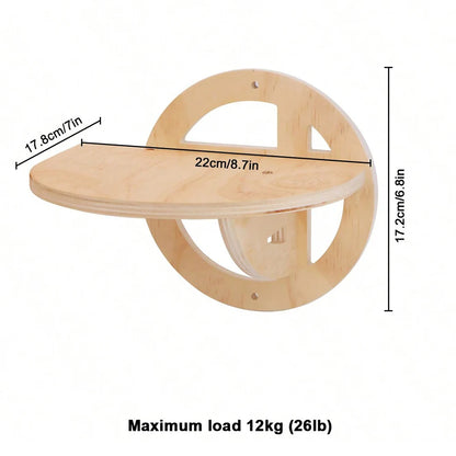 Cat Hammock Wall Mounted Wooden Furniture Scratcher Kitty Beds Perches circular plunge platform Cats Wall Shelf For Play & Climb
