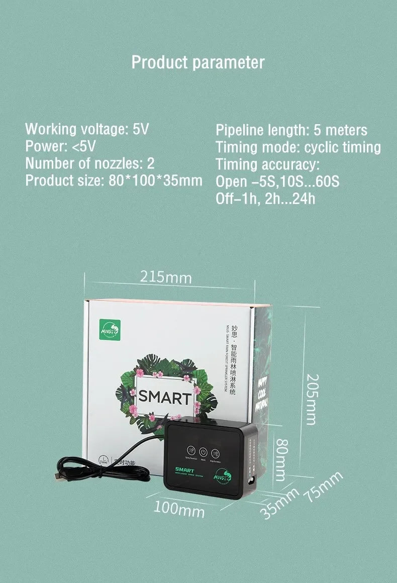 Intelligent Reptile Spray System Mist Rainforest Tank Spray System Kit Sprinkler Control Terrariums Humidifier Electronic Timer