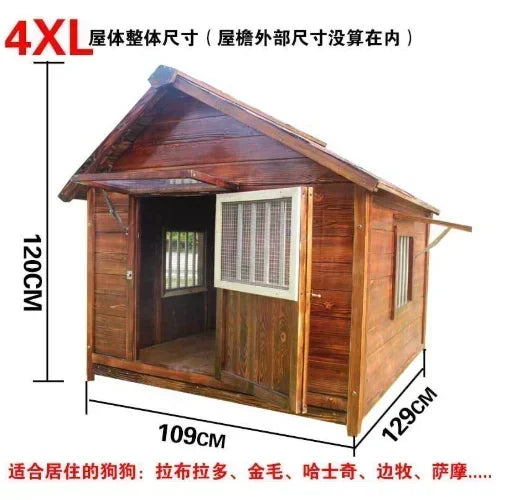 Dog House Outdoor Waterproof  Solid Wood Dog Villa with Yard Outdoor Rainproof Type Four Seasons Universal Pet Kennel