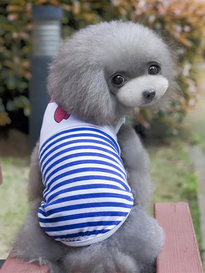 Pet Dog Clothes For Small Dogs Summer Cartoon Vest Clothing Sailor Tie Anchor Print Navy Tie Stripes Cat Dog Breathable T-Shirt