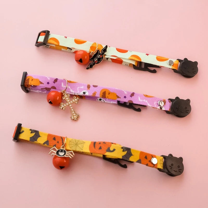 Lightweight Halloween Dog Collars Durable Skull Bat Pendant Cosplay Neck Accessories for Cats Personalized Decorate Pet Necklace