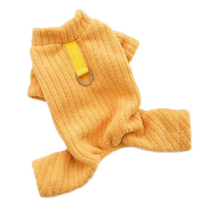 Winter Dog Jumpsuit Solid Pet Clothes for Small Medium Dogs Thermal Fleece Dog Pajamas Onesie Sleepingwear Puppy Overalls