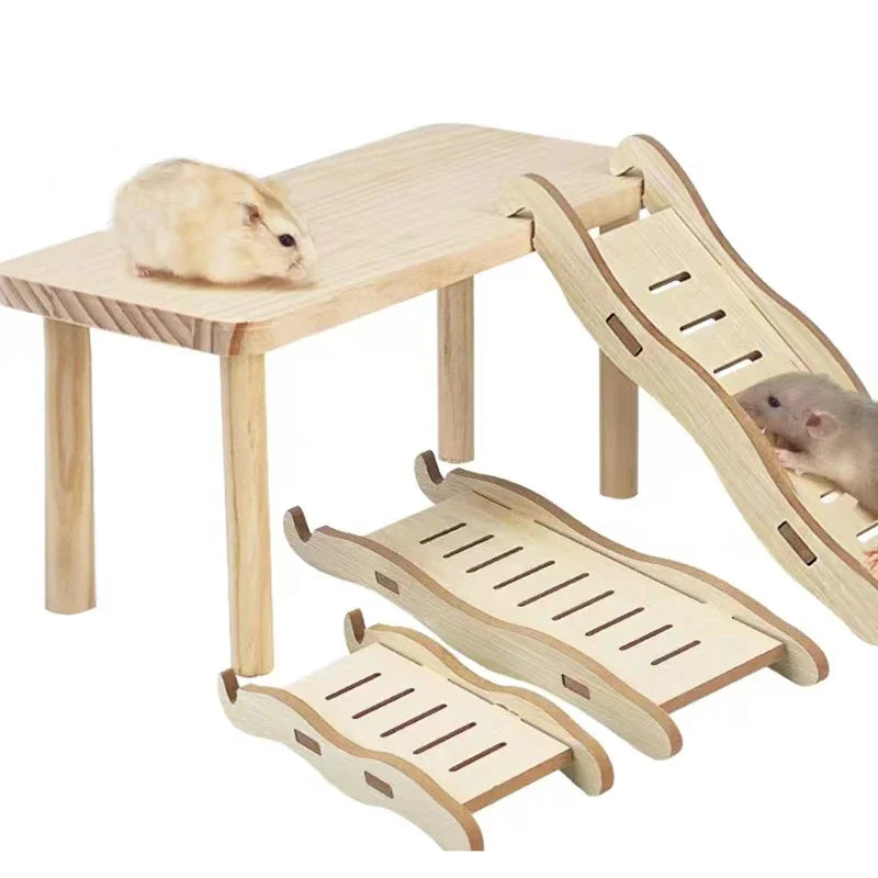 Hamster Ladder Natural Wooden Hamster Climbing Toy Small Pet Toys for Hamster Squirrel Guinea Pig Rat Small Animals Accessories