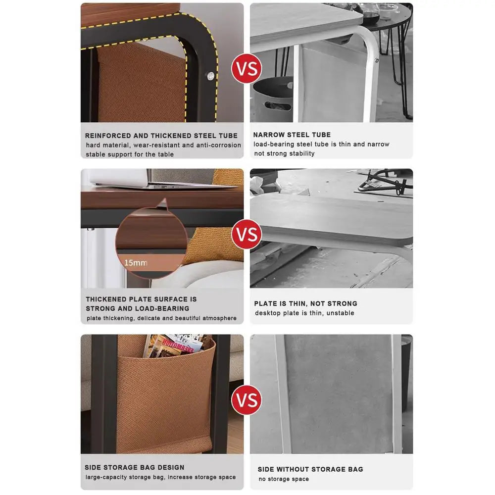 End Table C Shape Small Side Table For Living Room Double Layer Movable Side Table For Sofas Living Rooms Bedside Areas Small