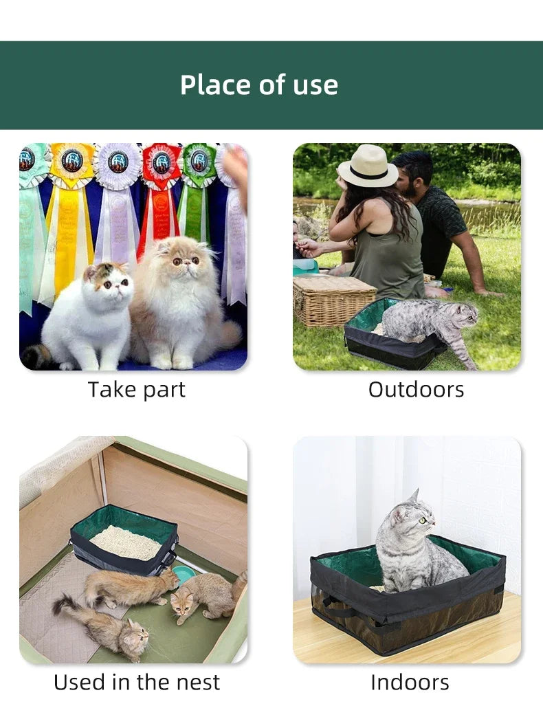 Cat Litter Box Dog Toilet Tray Portable Outdoor Waterproof Reusable Travel Oxford Litter Pan for Outdoor Travel Cat Supplies