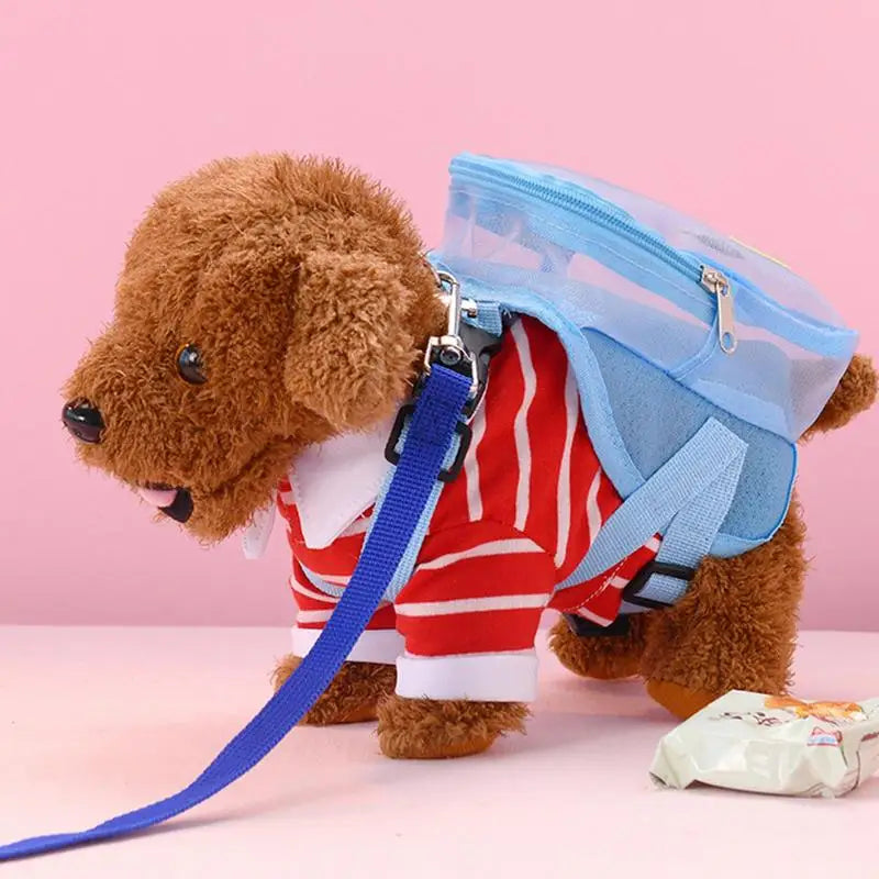 Dog Backpack Mesh Dog Harness Backpack With Adjustable Pet Harness Vest No Pull Dog Saddle Bag Cute Doggie Backpack Carrier Fit