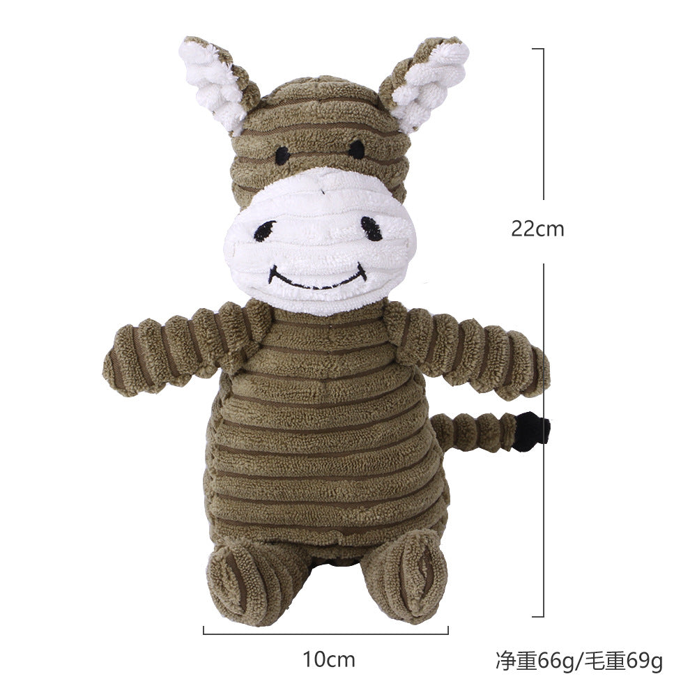 Plush Dog Toy Animals Shape Bite Resistant Squeaky Toys Corduroy Dog Toys for Small Large Dogs Puppy Pets Training Accessories