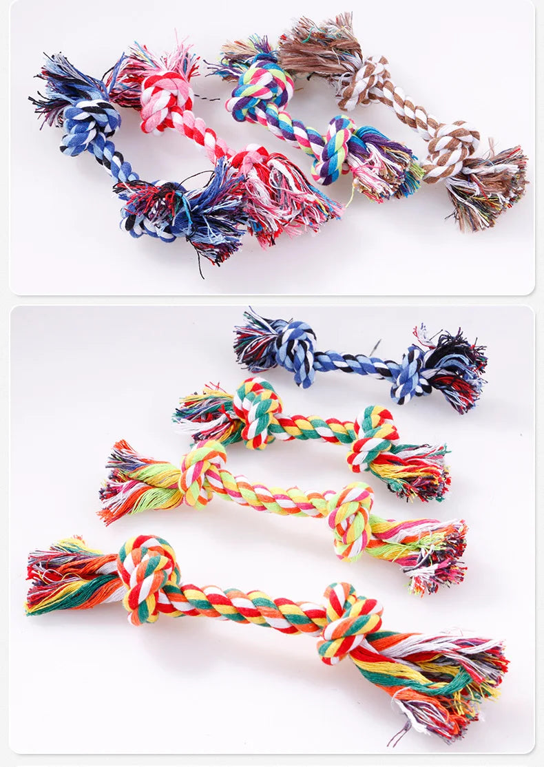 Pet dog cotton rope toys teeth cleaning teeth grinding resistant to bite rope knot toy rope double section cotton rope teething