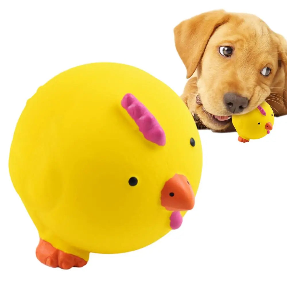 Small Dog Squeaky Toys Round Cartoon Animal Shape Indestructible Dog Teething Toys Reduces Buildup Without Brushing No Stuffing