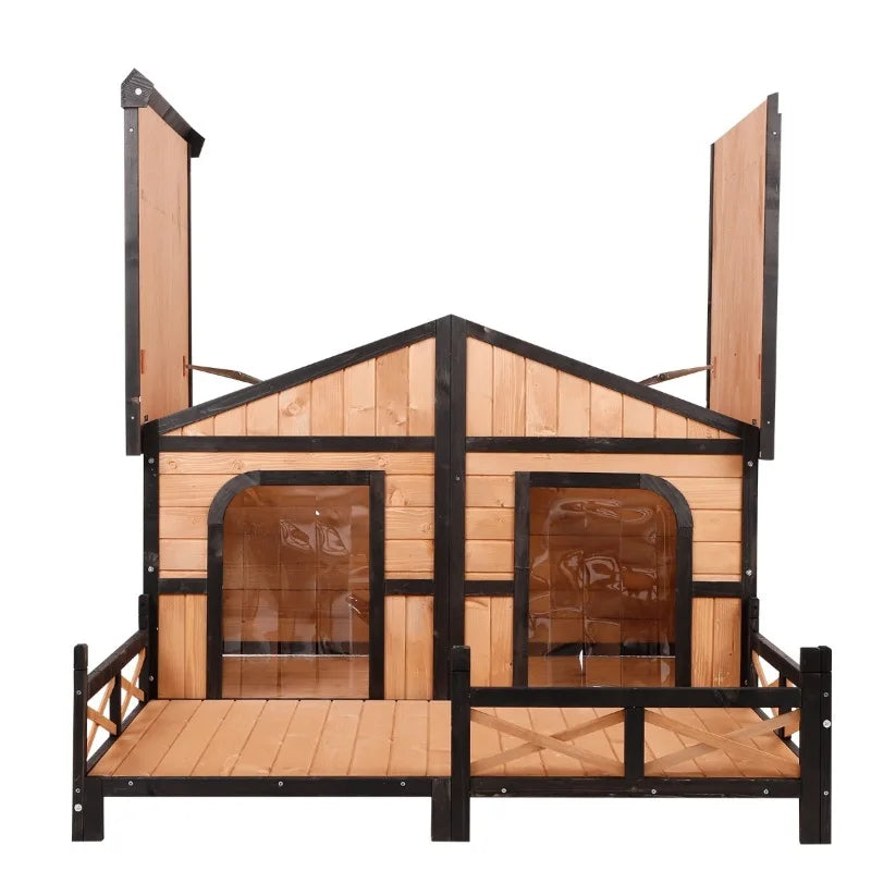 Custom Rainproof Outdoor Yard Large Dog Luxury Kennel Indoor Villa Large Size Wooden Kennel Dog House
