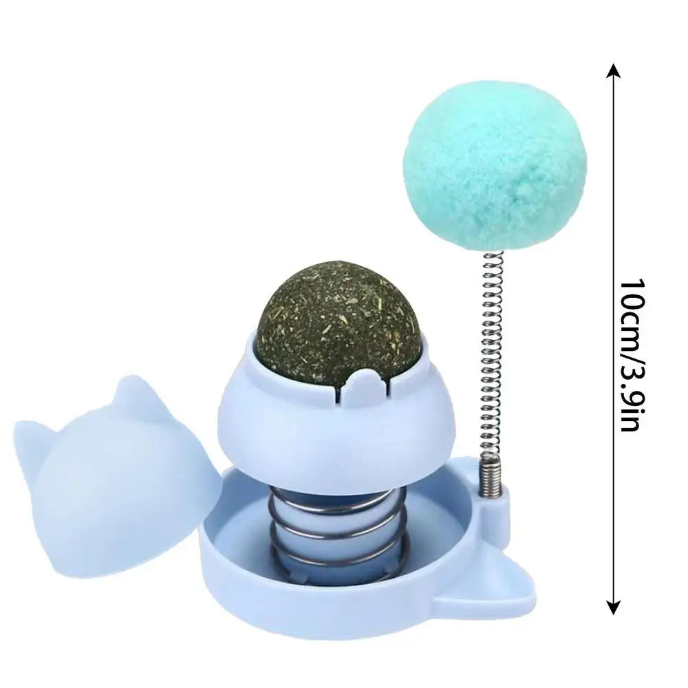 Catnip Ball for Cats Wall Rotatable Cat Licking Balls Edible and Healthy with Spring Ball Cat Licking Balls for Cats Catnip