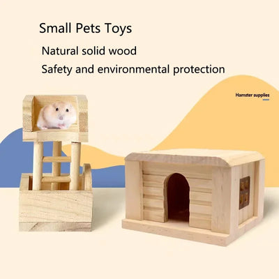Hamster Natural Wooden House Hamster Climbing Toy Small Pet Toys for Hamster Squirrel Guinea Pig Rat Small Animals Accessories