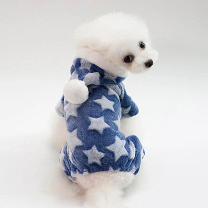 Soft Dog Pajamas Pjs Small Dogs Sweater Warm Doggy Winter Clothes Puppy Jumpsuit Flannel Onesie for Chihuahua Pet Cat Clothing