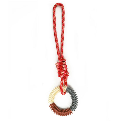 Interactive Training Dog Toys for Small Medium Dogs Rubber Spiked Ring with Rope Chewing Toys Dog Teeth Cleaning Pet Supplies