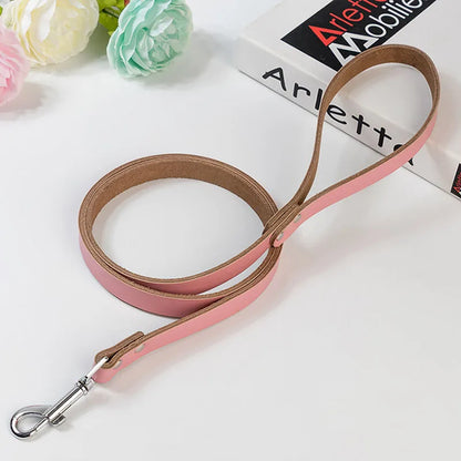 Adjustable Dog Collars Genuine Leather Pet Dog Collar Leash Lead For Small Medium Large Dogs Bulldog Pugs Beagle Dogs Supplies