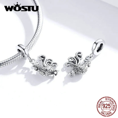 WOSTU 925 Sterling Silver Animal Charms Giraffe Zebra Unicorn Beads for Women Fit Original Bracelets Necklace DIY Jewelry Making