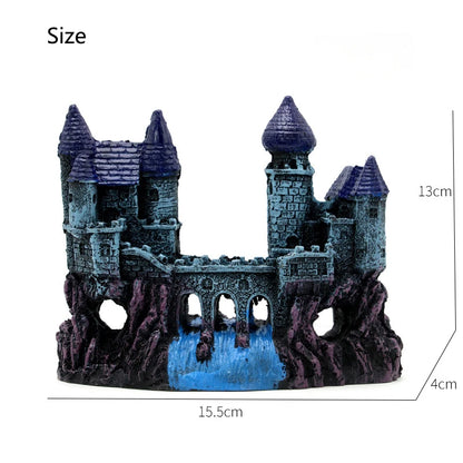 Resin Artificial Fish Tank Ancient Castle Decoration Aquarium Rock Cave Building Decoration Aquatic Landscaping Ornament Decor