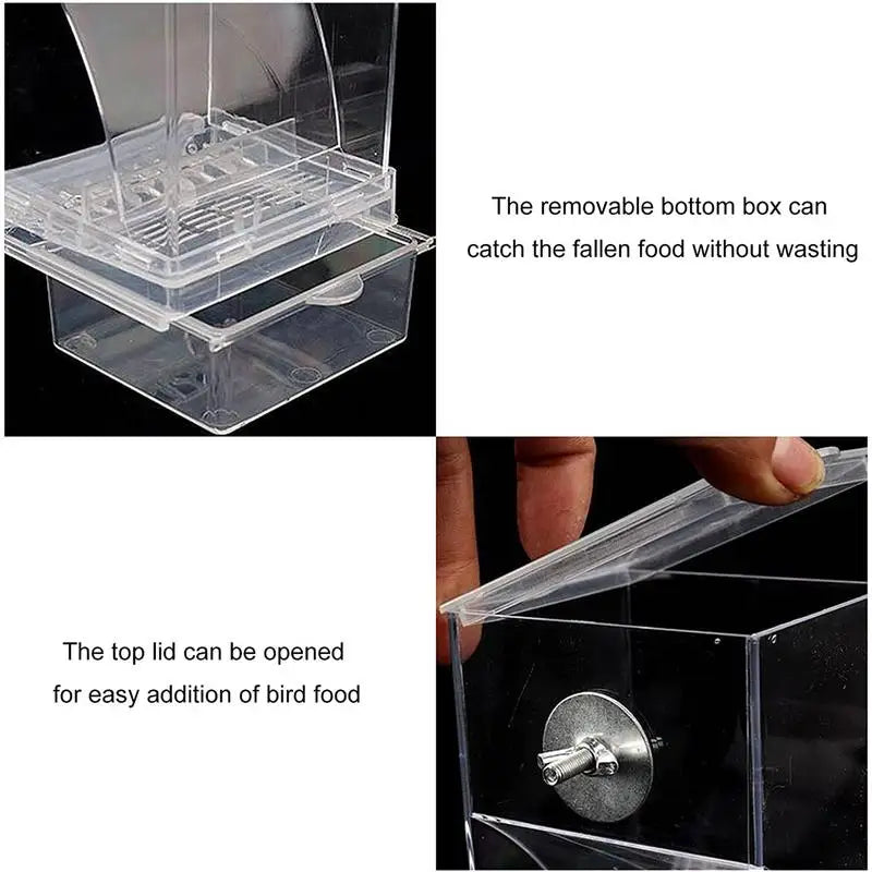 Bird Feeders Parakeet Feeders For Bird Cage Automatic Parrot Feeder Drinker Clear Acrylic Splash-Proof Bird Feeder