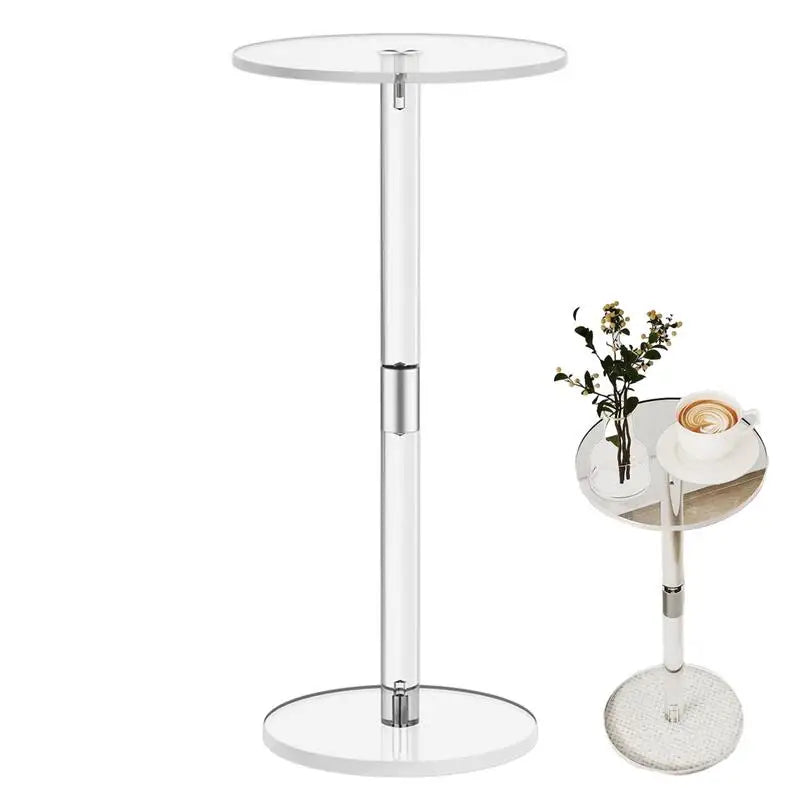 Acrylic Drink Table Clear Small Round End Table For Drinks Modern Living Room Side Table For Drinks Snacks Phones Coffee Drink