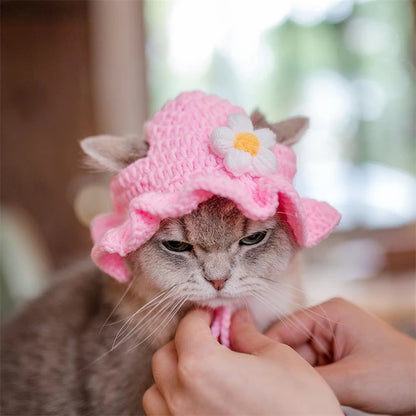 Luxury Design Pet Hat for Small Dogs Knitting Animal Shaped Cosplay Puppy Head Wear Caps New Year Warm Lace Up Cat Accessories