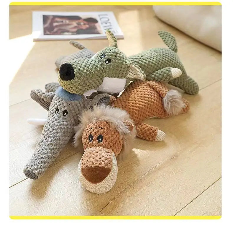 Pet dog toys, plush, bite resistant, sound making, animal flooring, monkey, elephant, rhinoceros toys, pet supplies