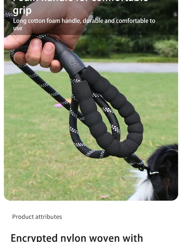 Reflective Dog Leash with Padded Handle - Durable Dual Traction Rope for Strong Dogs - Boost Safety and Control