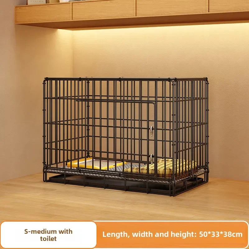 Dog Cage Small Dog Indoor Folding with Toilet Teddy Bigbear Medium Dog Corgi Border Pet Kennel